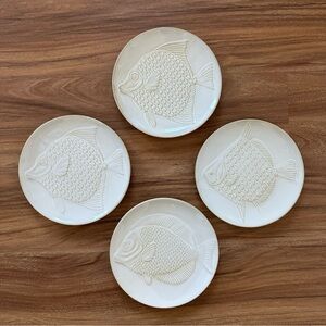 4 Vintage Pottery Barn Fish Plates